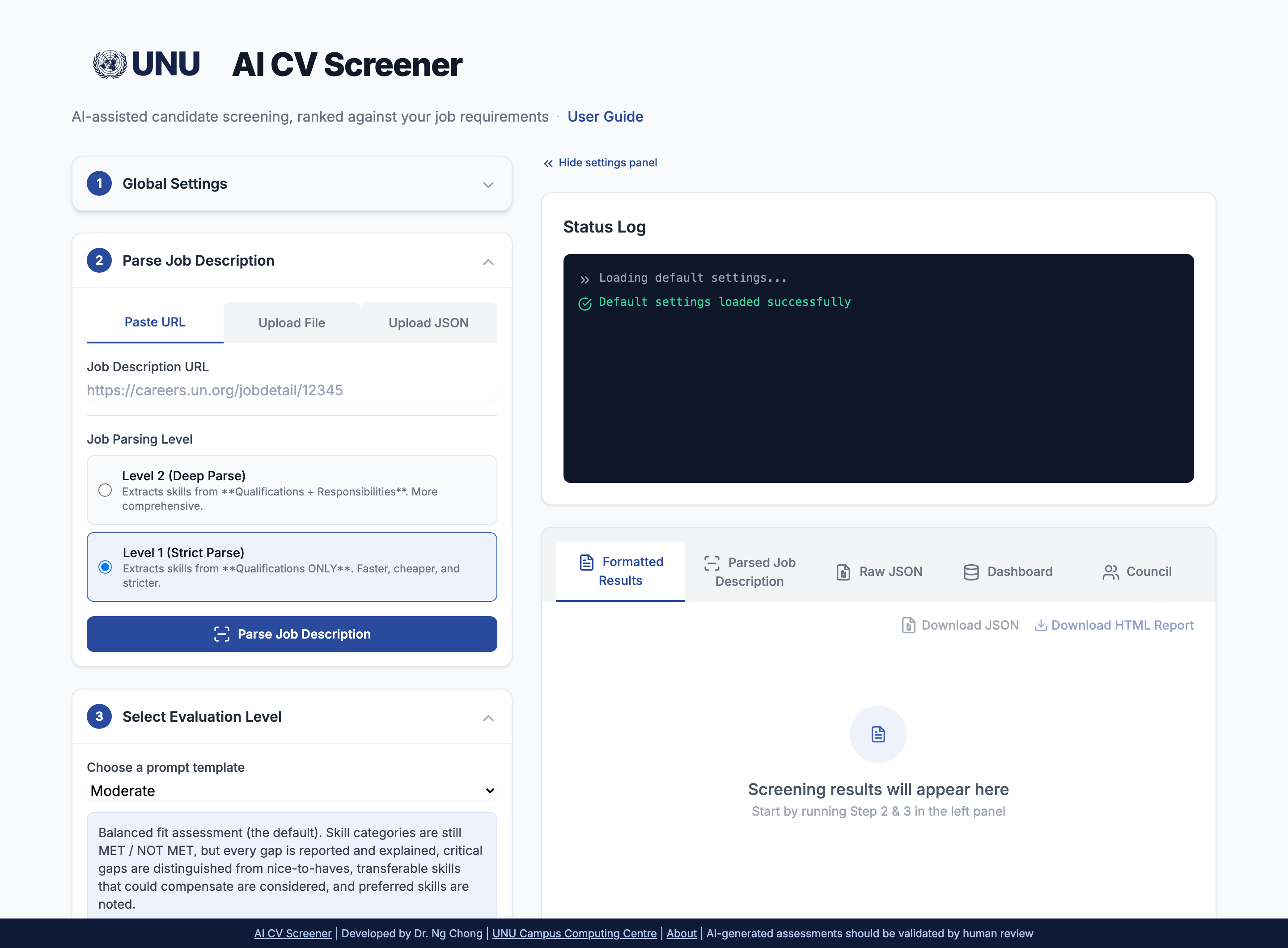 AI Candidate Screener UI