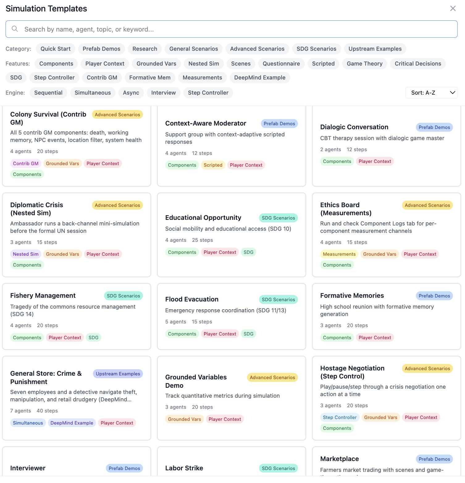 Concordia Simulation Builder - Templates