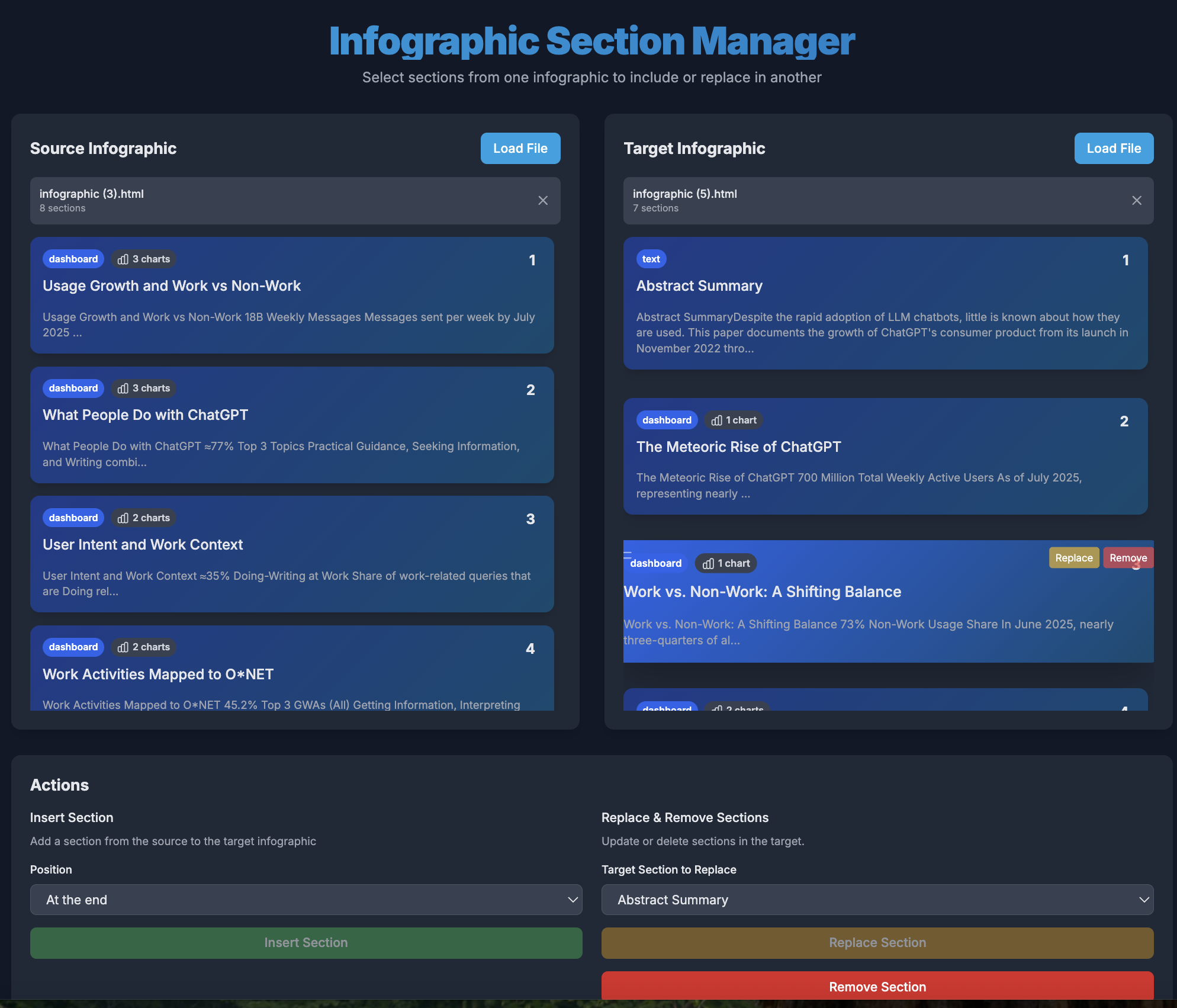 Infographics Manager Interface